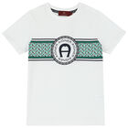 Boys White Logo T-Shirt, 1, hi-res
